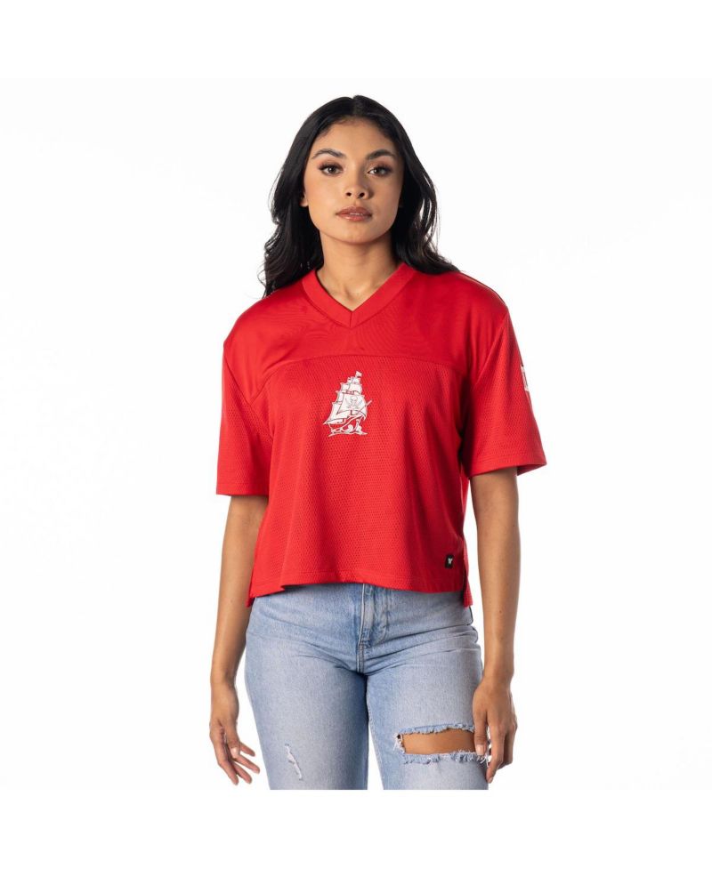 Women's Red Tampa Bay Buccaneers Alternate V-Neck Fashion Jersey T-Shirt