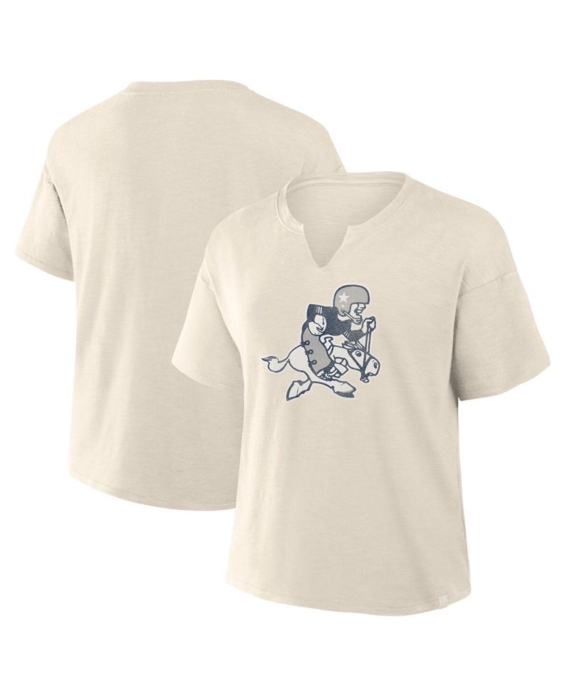 Women's Cream Dallas Cowboys Trick Play Slub Boxy T-Shirt