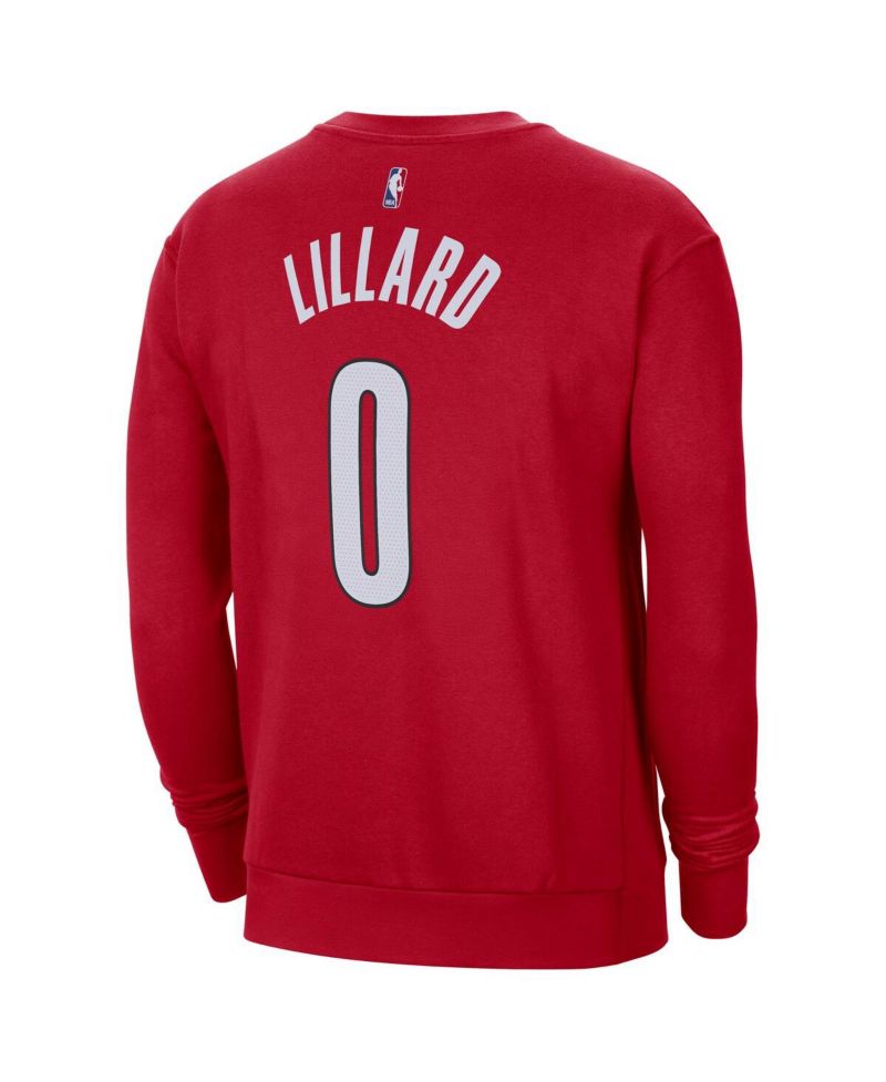 Men's Damian Lillard Red Portland Trail Blazers Statement Name and Number Pullover Sweatshirt