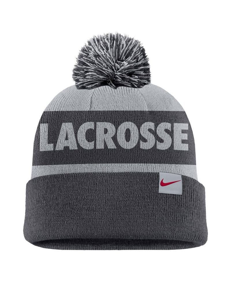 Men's Charcoal Air Force Falcons Rivalry Shield Cuffed with Pom Knit Hat
