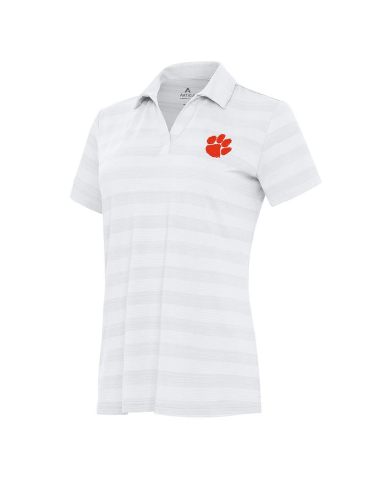 Women's White Clemson Tigers Tunnel Polo Shirt