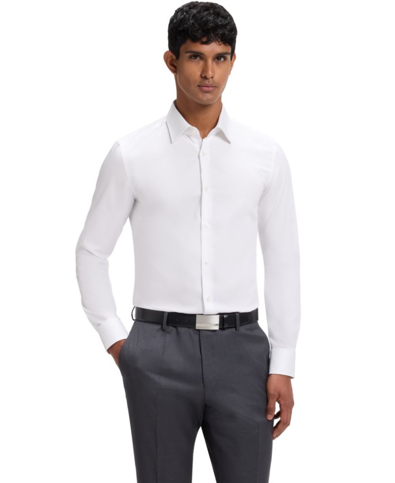 Men's Wrinkle-Free Poplin Slim-Fit Business Dress Shirt