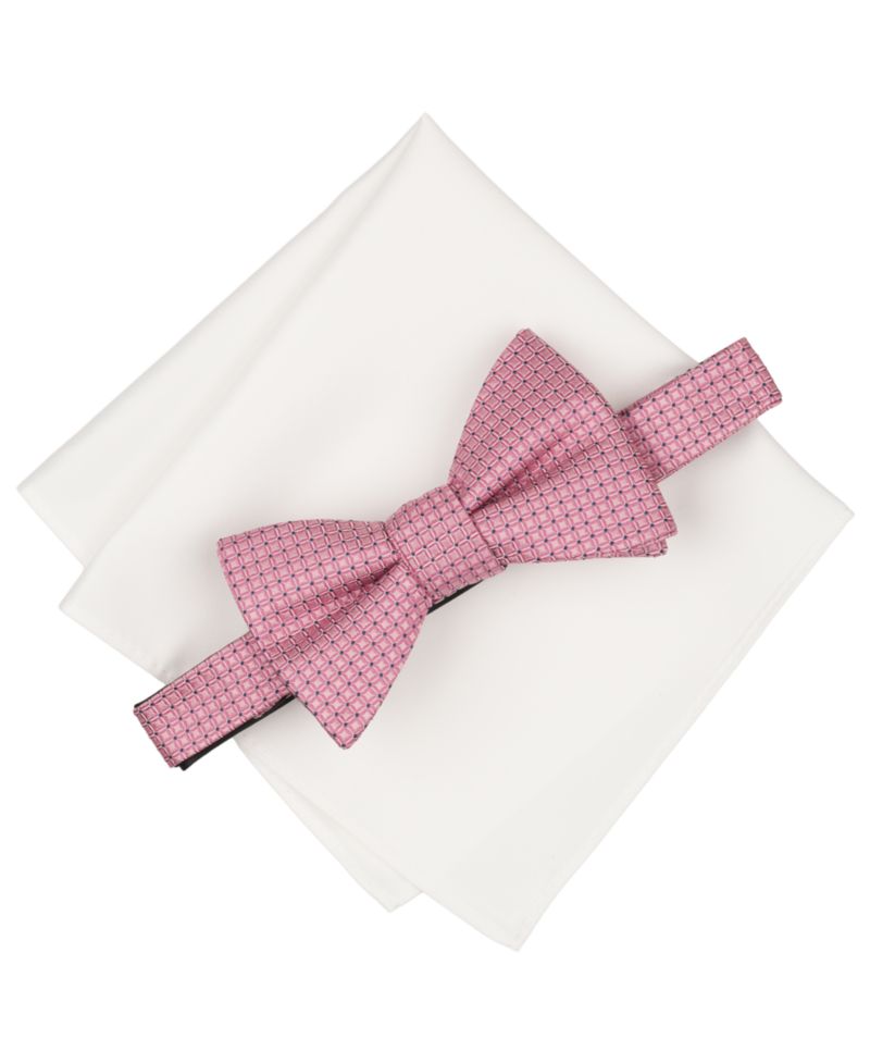 Men's Pre-Tied Bow Tie and Pocket Square, 2-Piece Set
