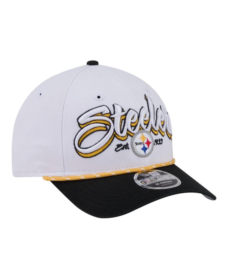Men's White Pittsburgh Steelers Team Loyal A-Frame 9FORTY Adjustable Hat