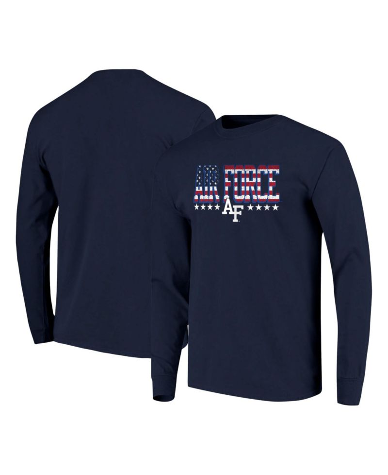 Men's Navy Air Force Falcons Tall Type Flag Long Sleeve T-Shirt