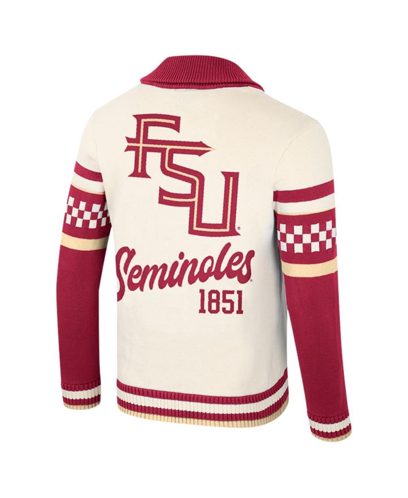 Men's and Women's Cream Florida State Seminoles Wild Collective Button-Up Jacquard Sweater