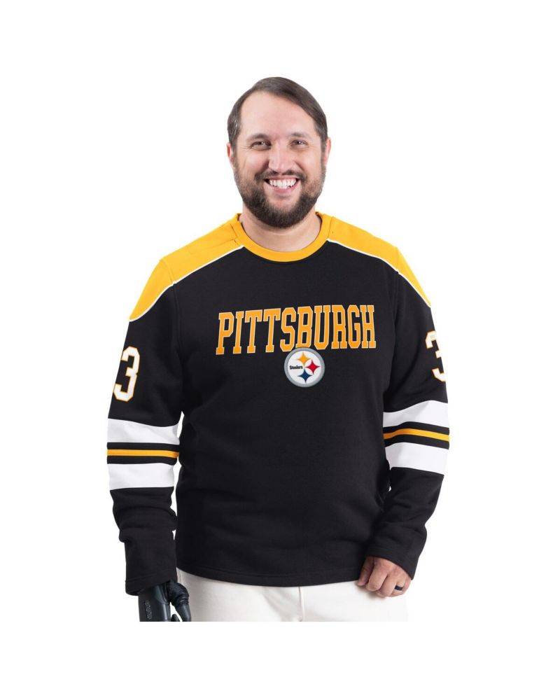 Men's Black Pittsburgh Steelers Adaptive Lord Stanley Crewneck Sweatshirt