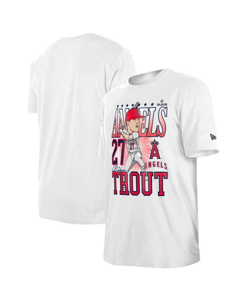 Men's Mike Trout White Los Angeles Angels Caricature T-Shirt