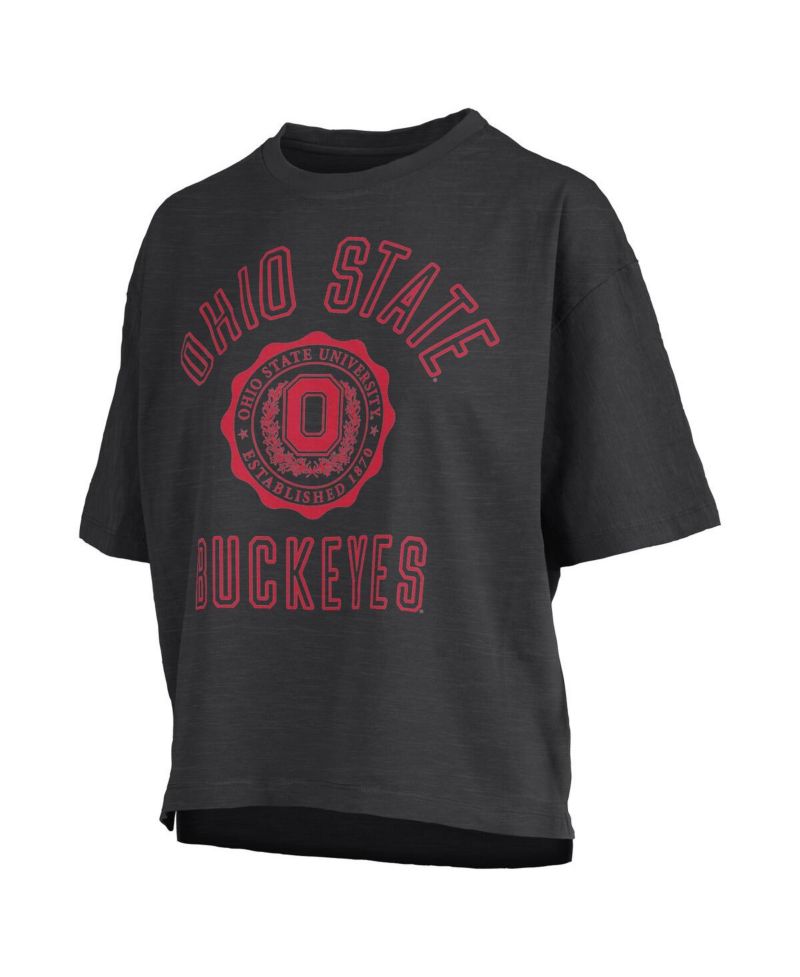 Women's Black Ohio State Buckeyes Motley Crew Bishop Waist Length Oversized T-Shirt