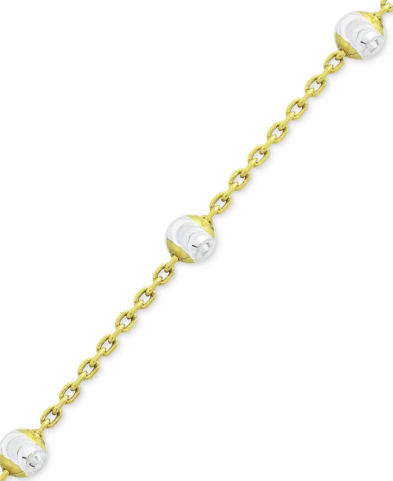 Beaded Station Chain Necklace in 18k Gold-Plated Silver
