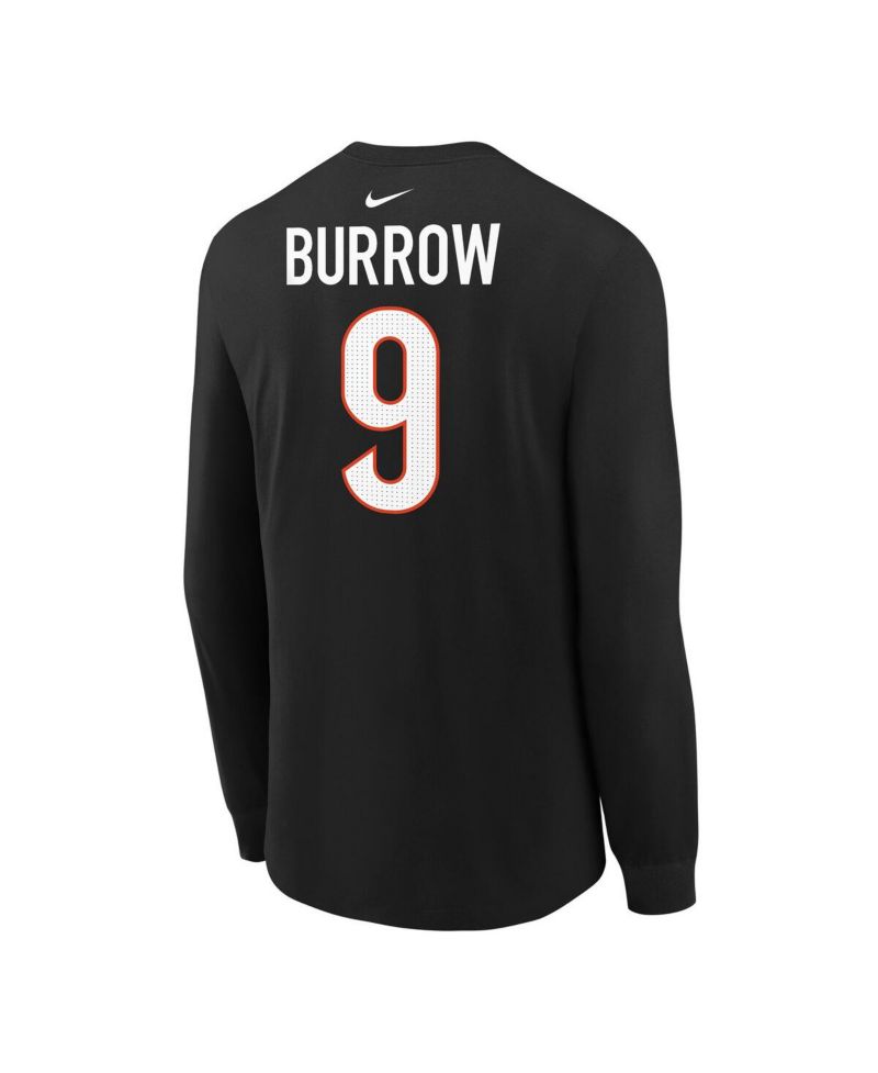 Big Boys and Girls Joe Burrow Black Cincinnati Bengals Player Name & Number Long Sleeve T-Shirt