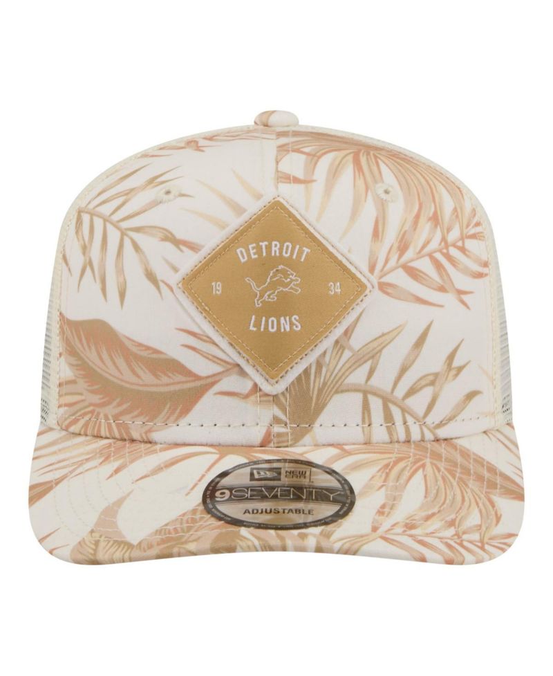 Men's Tan Detroit Lions Tonal Palm COOLERA 9SEVENTY Adjustable Trucker Hat