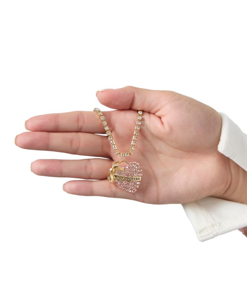 PavÃ© Heart Pendant Necklace, Gold&acirc;€‘Tone