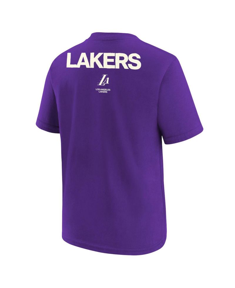 Big Boys and Girls Purple Los Angeles Lakers Courtside Statement 85 T-Shirt