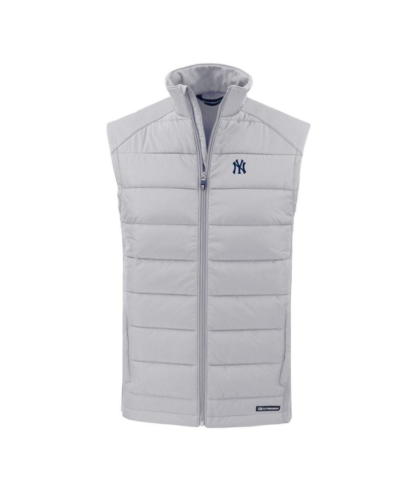Men's Gray New York Yankees Evoke Hybrid Eco Softshell Full-Zip Vest