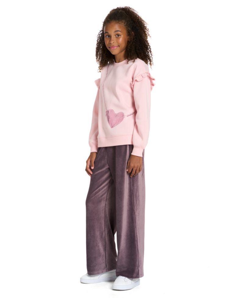 Toddler Girls' 2T-4T Ruffle Pullover Sweatshirt and Wide-Leg Pants, 2-Piece Set