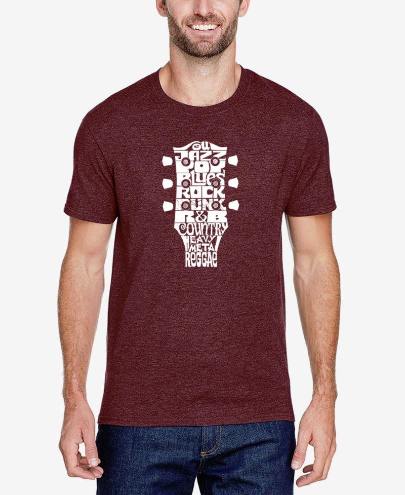 Men's Cotton/Poly Blend Word Art T-Shirt - Guitar Head Music Genres