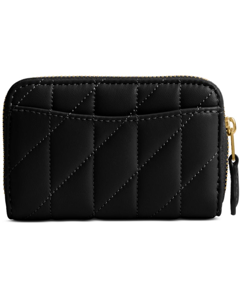 Essentials Quilted Leather Small Zip Around Card Case
