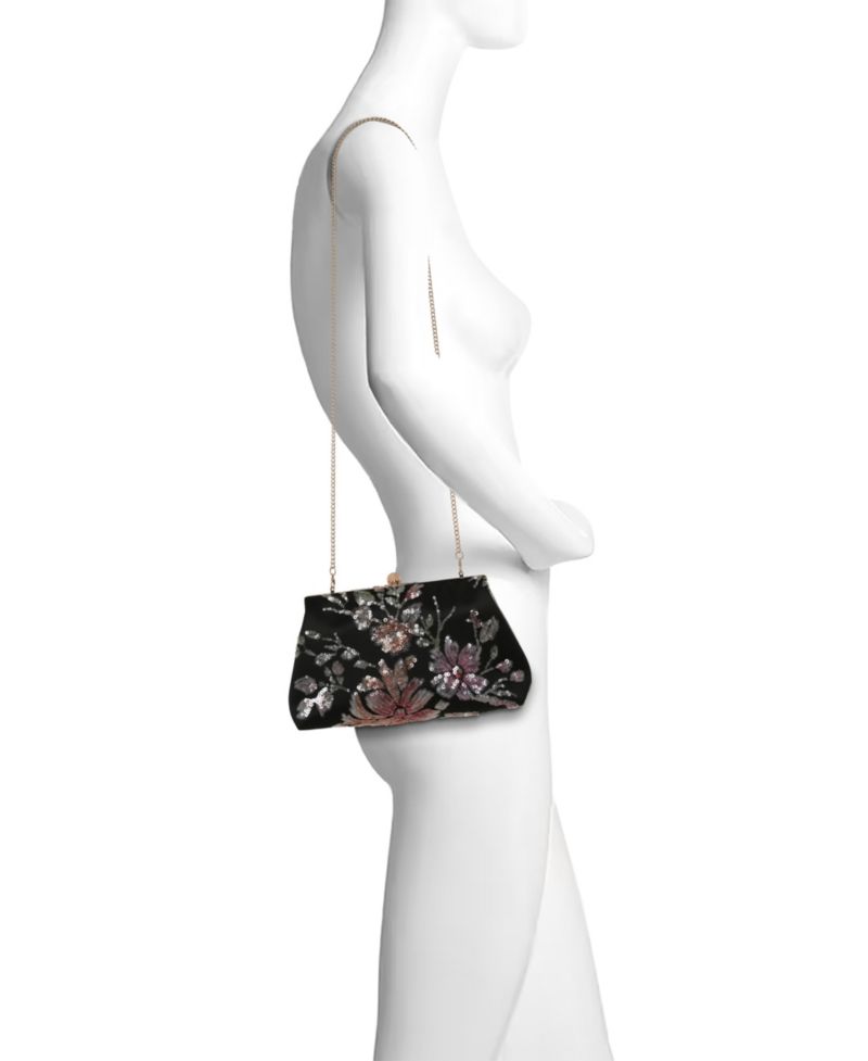 Woman's Lyric Sequin Floral Satin Top Handle