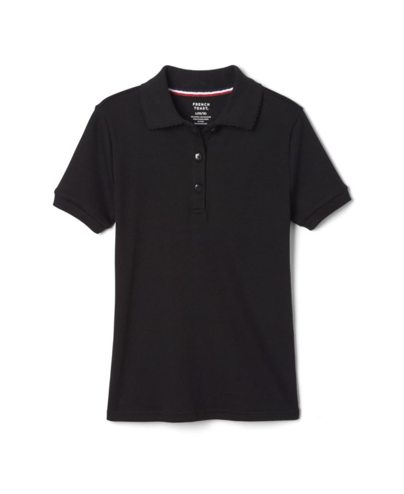 Big Girls Short Sleeve Picot Collar Interlock Polo Shirt