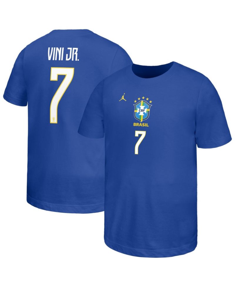 Big Boys and Girls Vini Jr. Royal Brazil National Team Name & Number T-Shirt