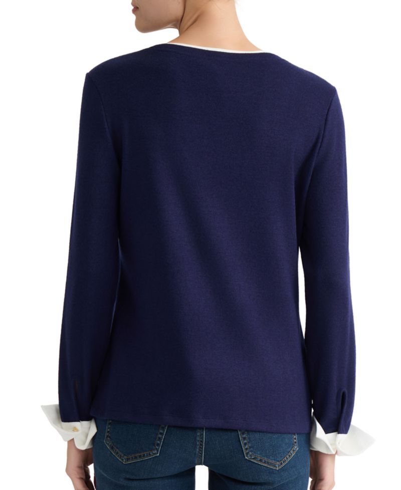 Women's Fold-Up Cuff Layered Top