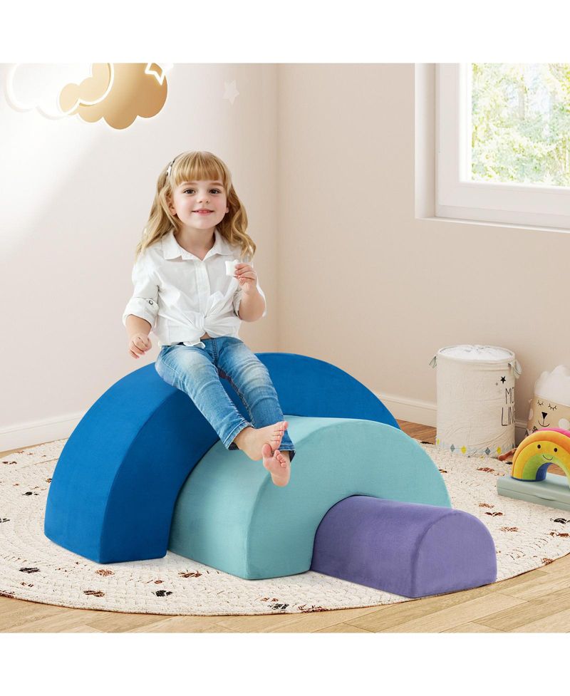 Kids' Rainbow Arc Climber Set with Foam Blocks and Machine
