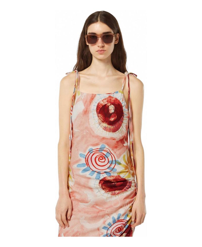 Women's Linen Viscose Printed Midi Dress