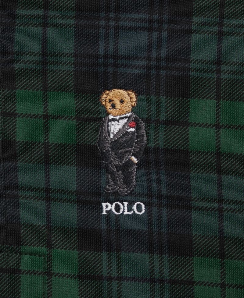 Boys' 8-20 Polo Bear Plaid Rugby Cotton-Blend Sweatshirt