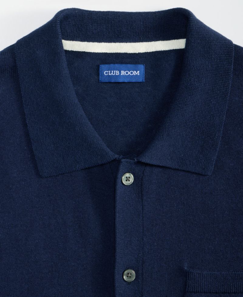 Men's Short-Sleeve Linen and Cotton Button Sweater Polo Shirt