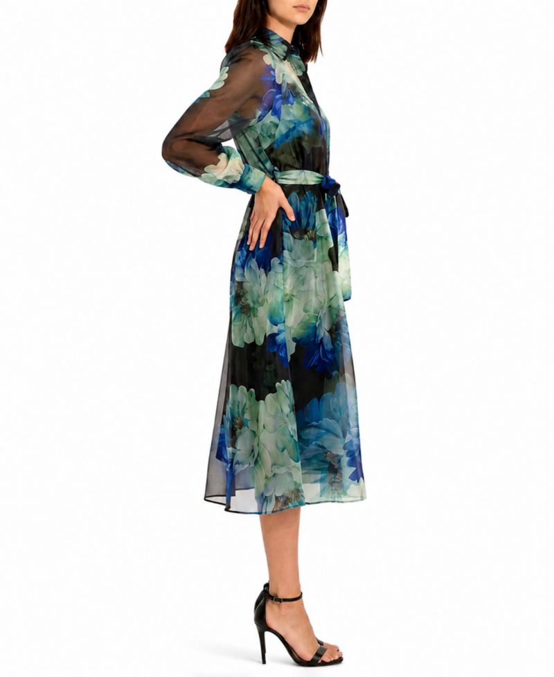 Women's Romy Floral-Print Midi Long-Sleeve Dress