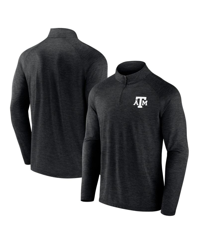 Men's Charcoal Texas A&M Aggies Primary Logo Raglan Quarter-Zip Hoodie