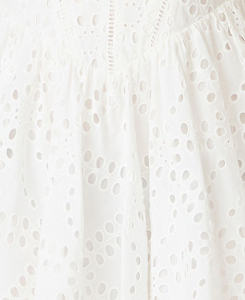 Women's Eyelet Puff-Sleeve Square-Neck Dress