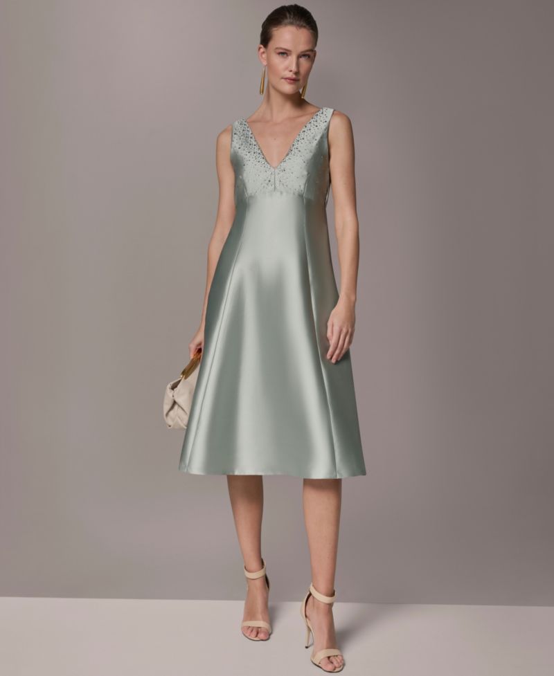 Women's A-Line Midi Dress with Hot Fix Detail