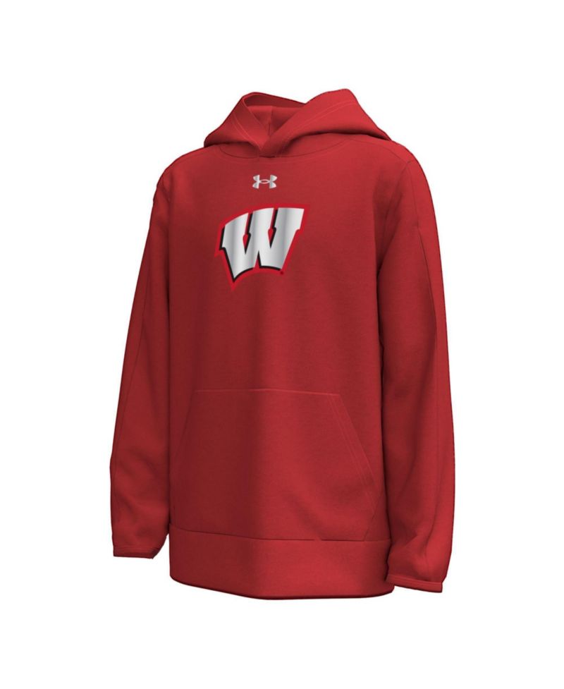 Big Boys and Girls Red Wisconsin Badgers 2026 Lambeau Field Collection Metallic Logo Fleece Hoodie