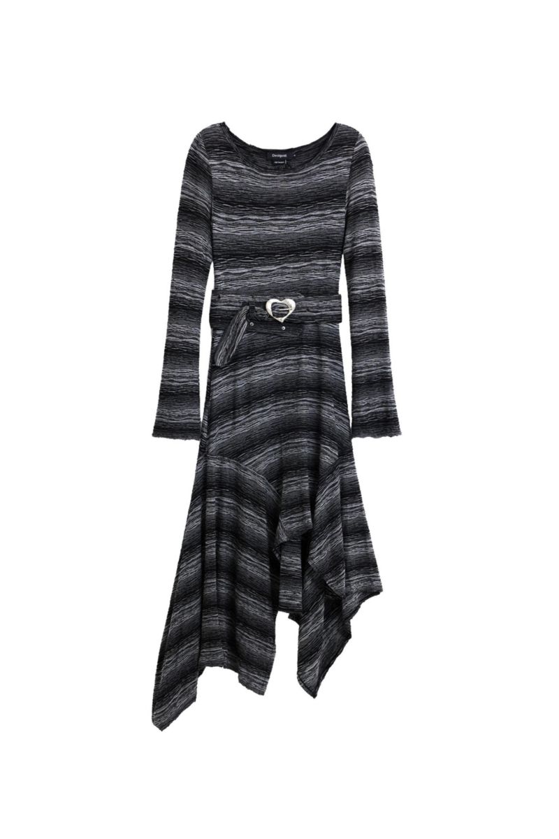 Women's asymmetric knit midi dress
