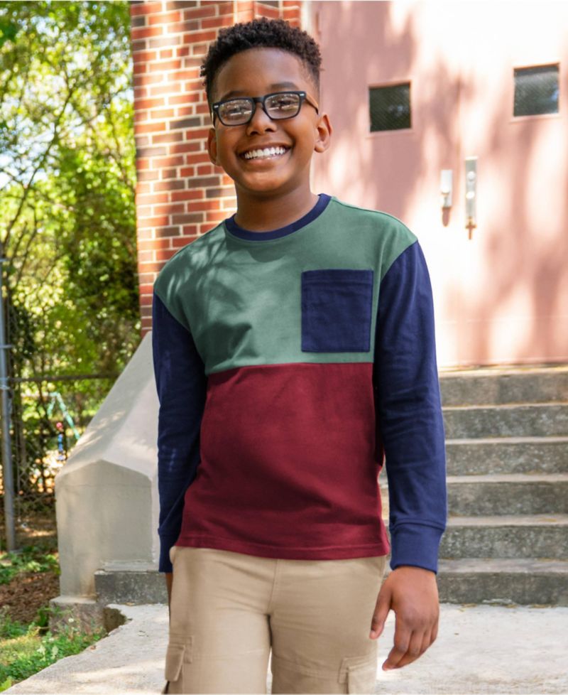 Boys Long Sleeve Colorblock Shirt