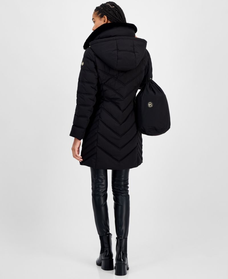 Women's Faux-Fur-Trim Hooded Puffer Coat