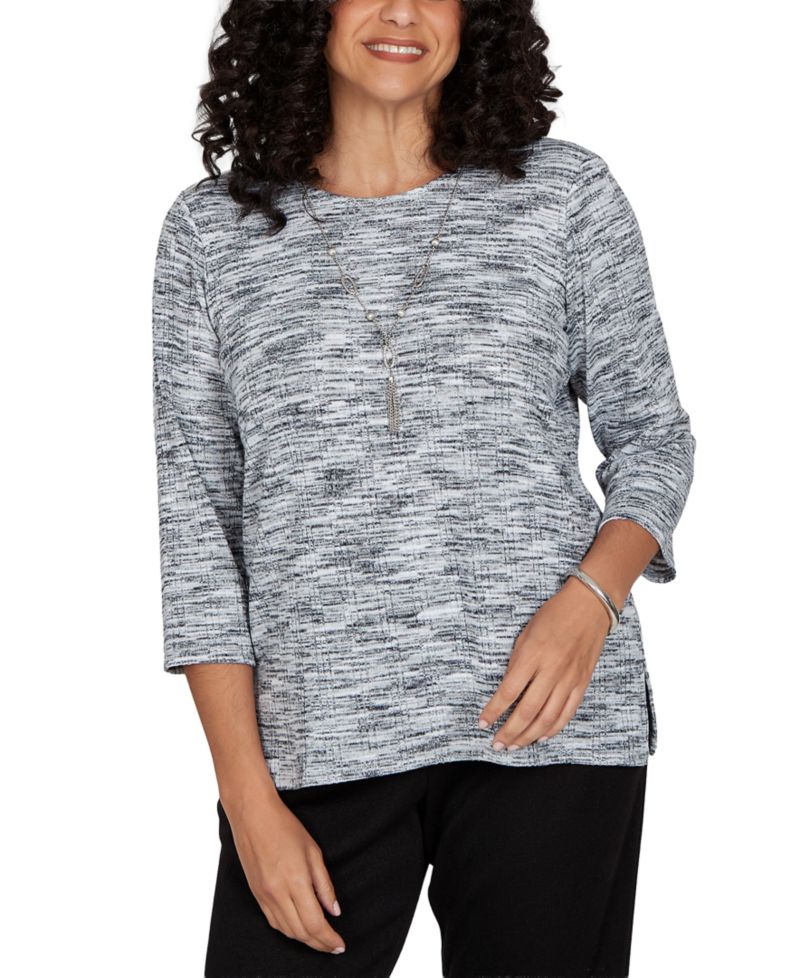 Petite Space Dye Top with Necklace