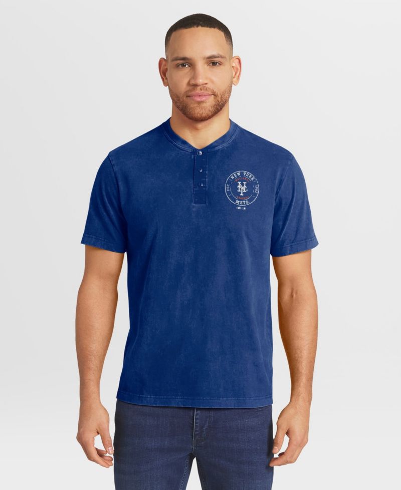 Men's Royal New York Mets Washed Henley T-Shirt