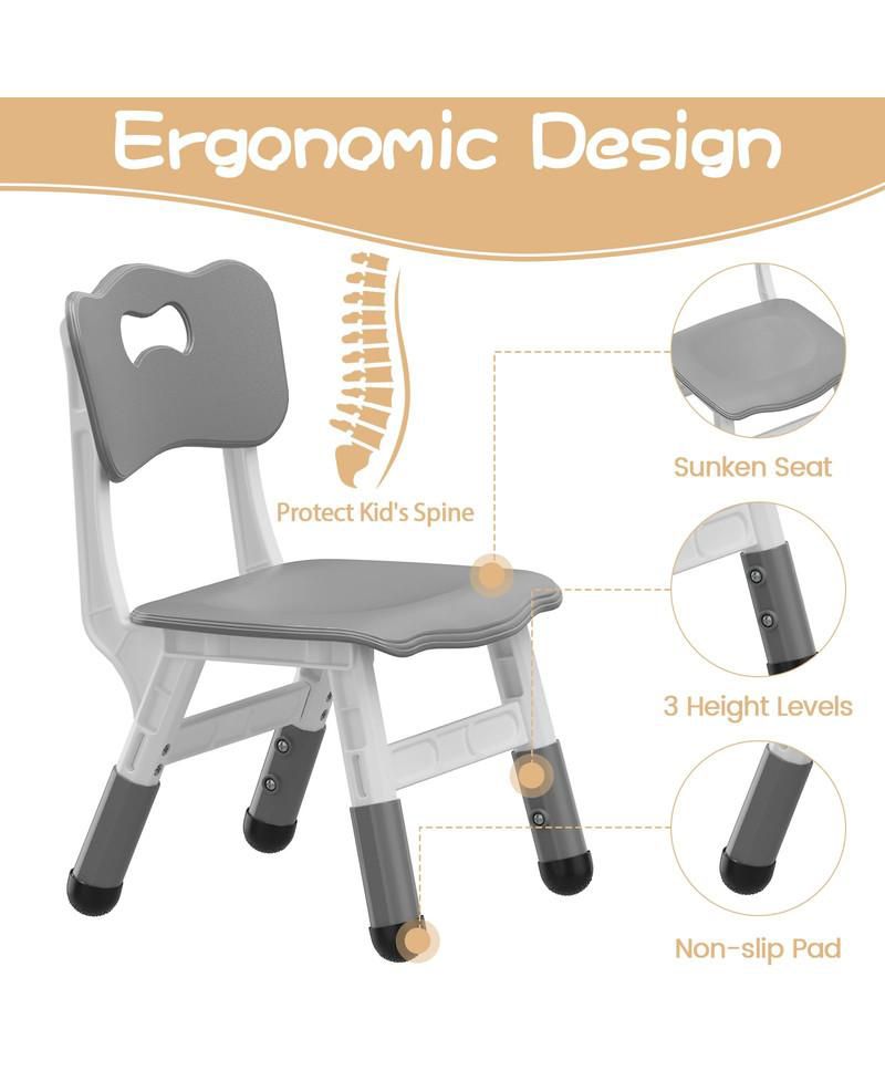 Kids Table and Chair Set, Height Adjustable Toddler Table and 4 Chairs Set for Ages 2-10, Graffiti Desktop, Non-Slip Legs, Arts & Crafts Table, Children Activity Table for Daycare Classroom Home