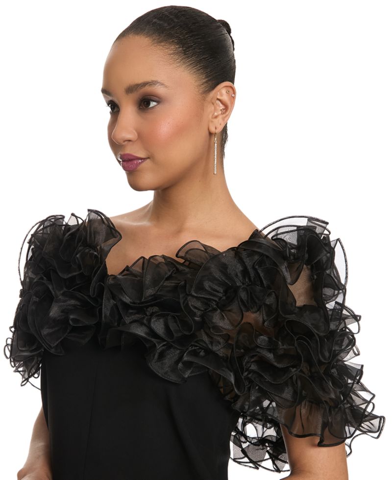 Women's Chandra Organza Ruffle Off-Shoulder Shawl