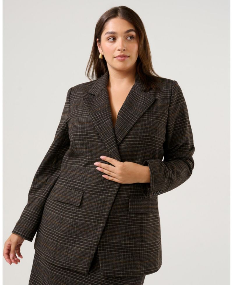 Women's Noel Check One-Button Blazer Jacket