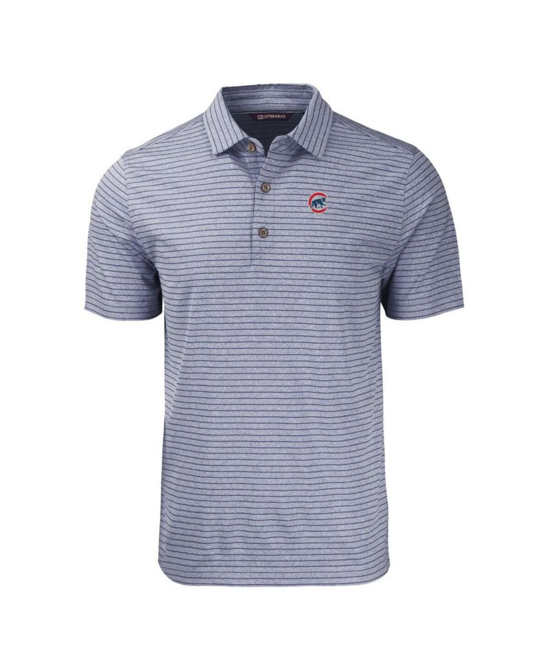 Men's Heather Navy Chicago Cubs Forge Eco Heathered Stripe Stretch Polo Shirt