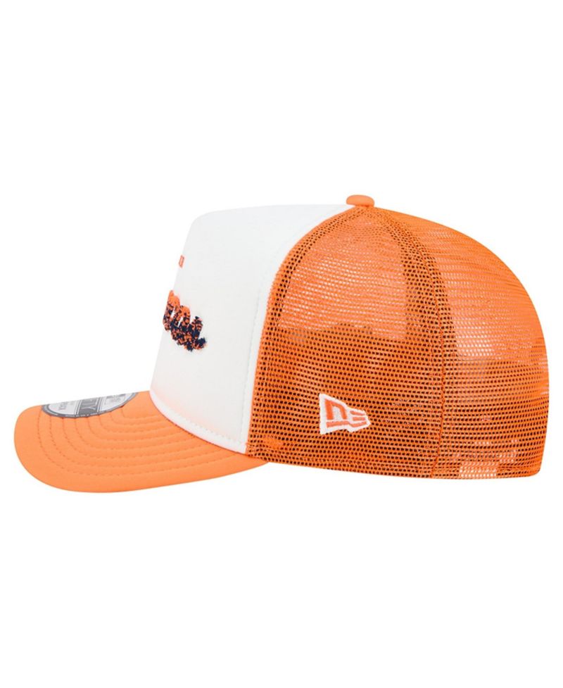 Men's White/Orange Denver Broncos Foam A-Frame 9FIFTY Snapback Trucker Hat
