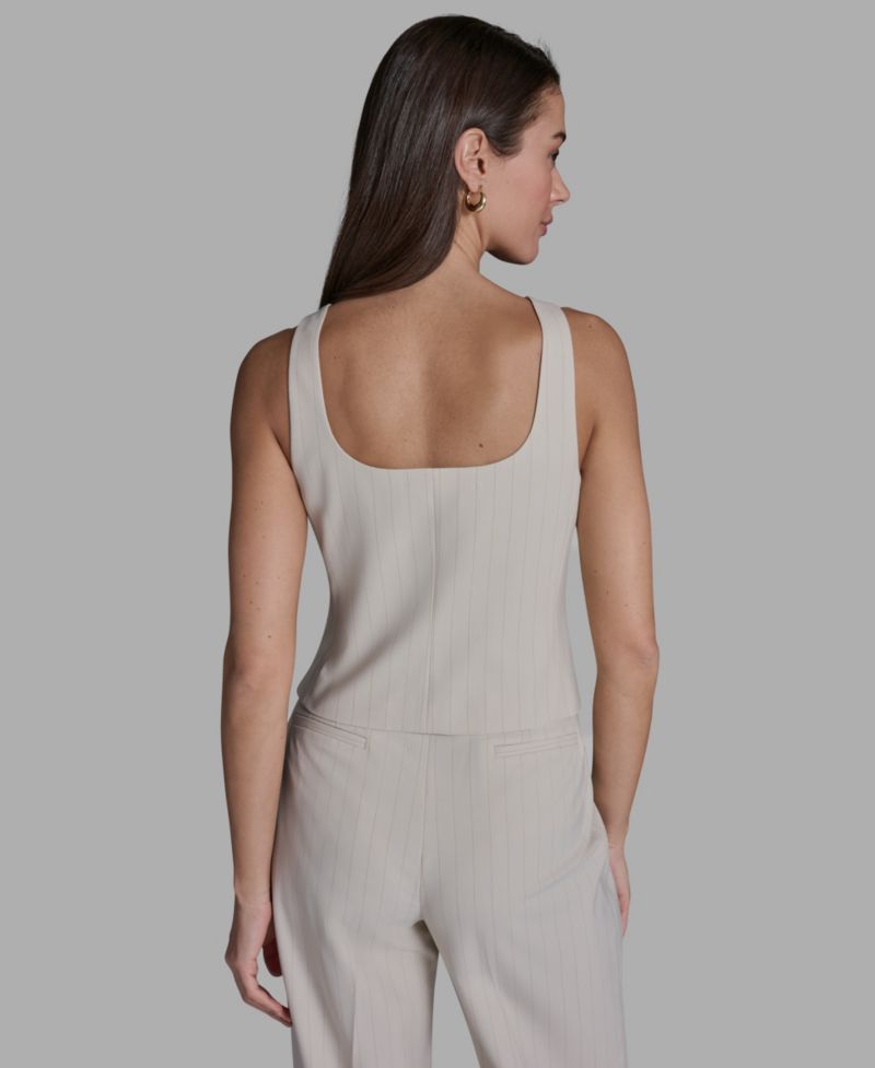 Women's Pinstripe Button-Front Vest
