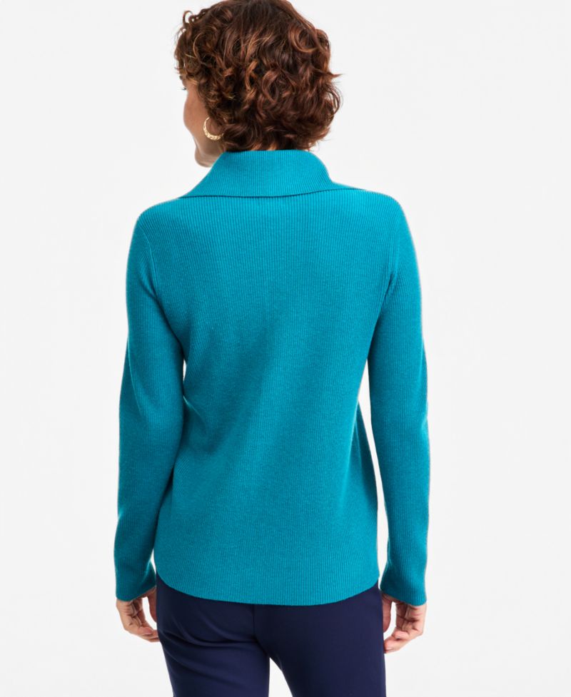 Petite Collared Long-Sleeve Button Cardigan