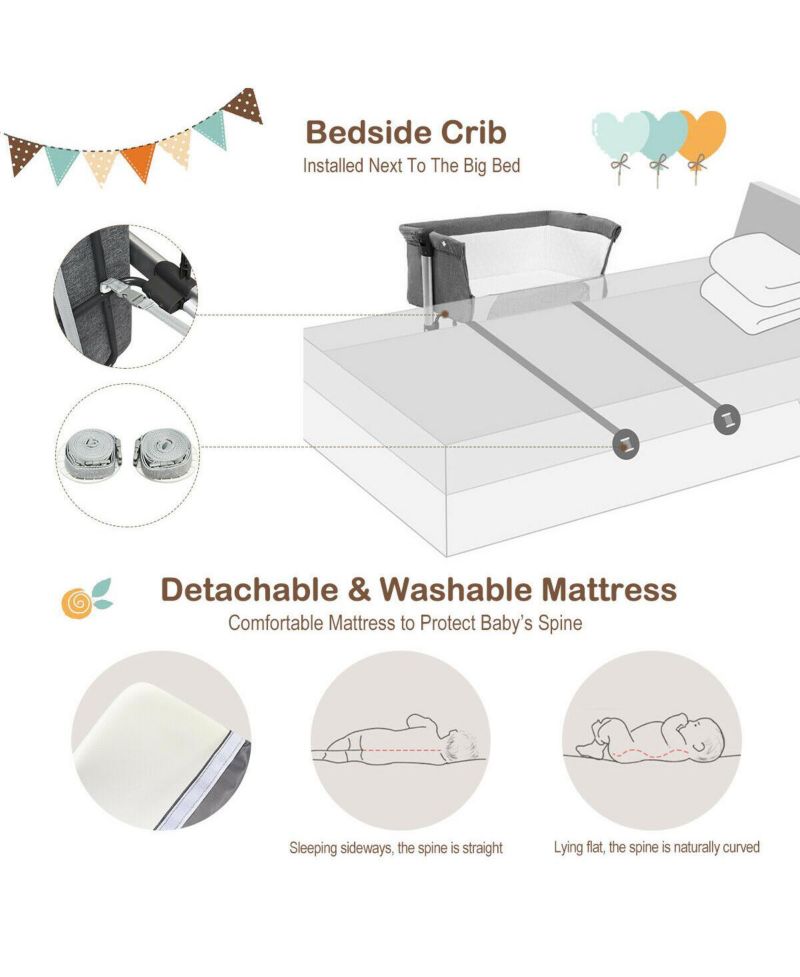 Baby Portable Bed Side Sleeper Travel Bassinet Crib