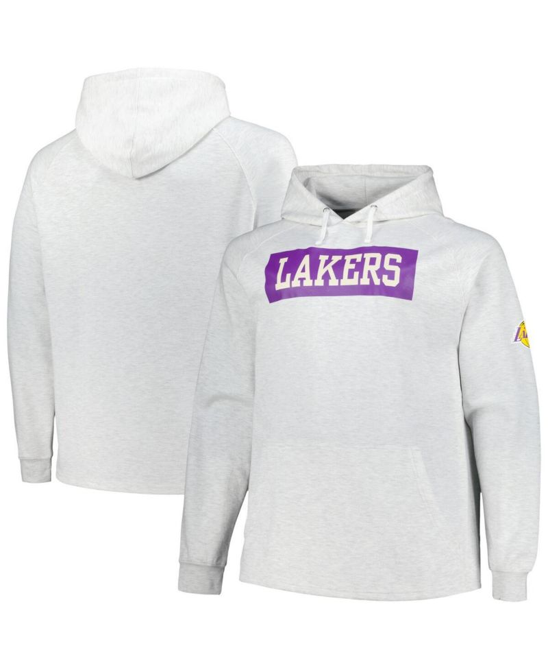 Men's Ash Los Angeles Lakers Big & Tall Raglan Tri-Blend Pullover Hoodie