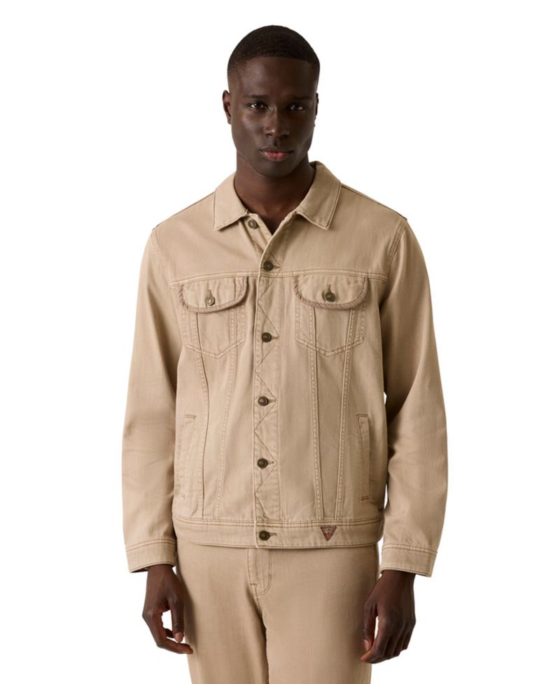 Men's Denim-Inspired Silhouette with Front Flap Pockets Jacket